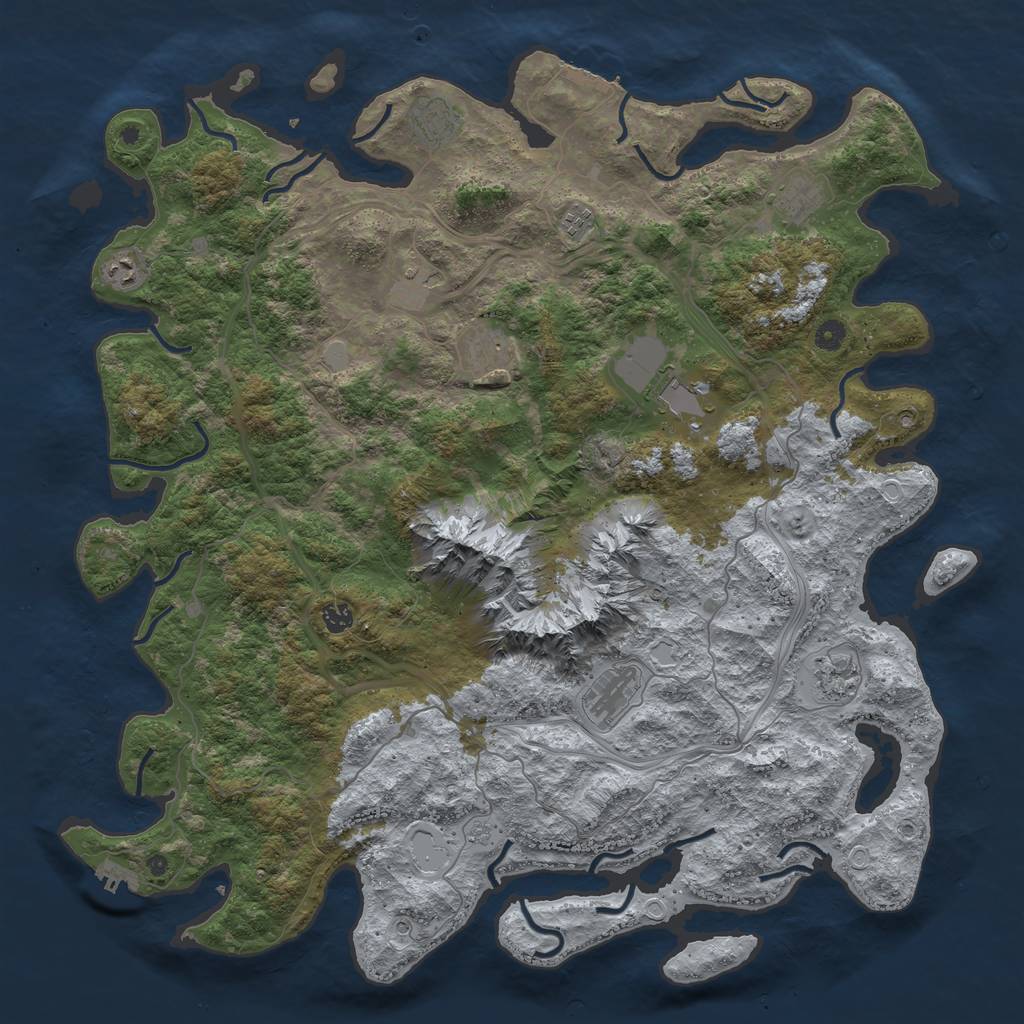 Rust Map: Procedural Map, Size: 5000, Seed: 544321221, 17 Monuments
