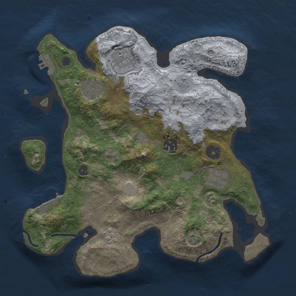 Rust Map: Procedural Map, Size: 3000, Seed: 1969762377, 13 Monuments