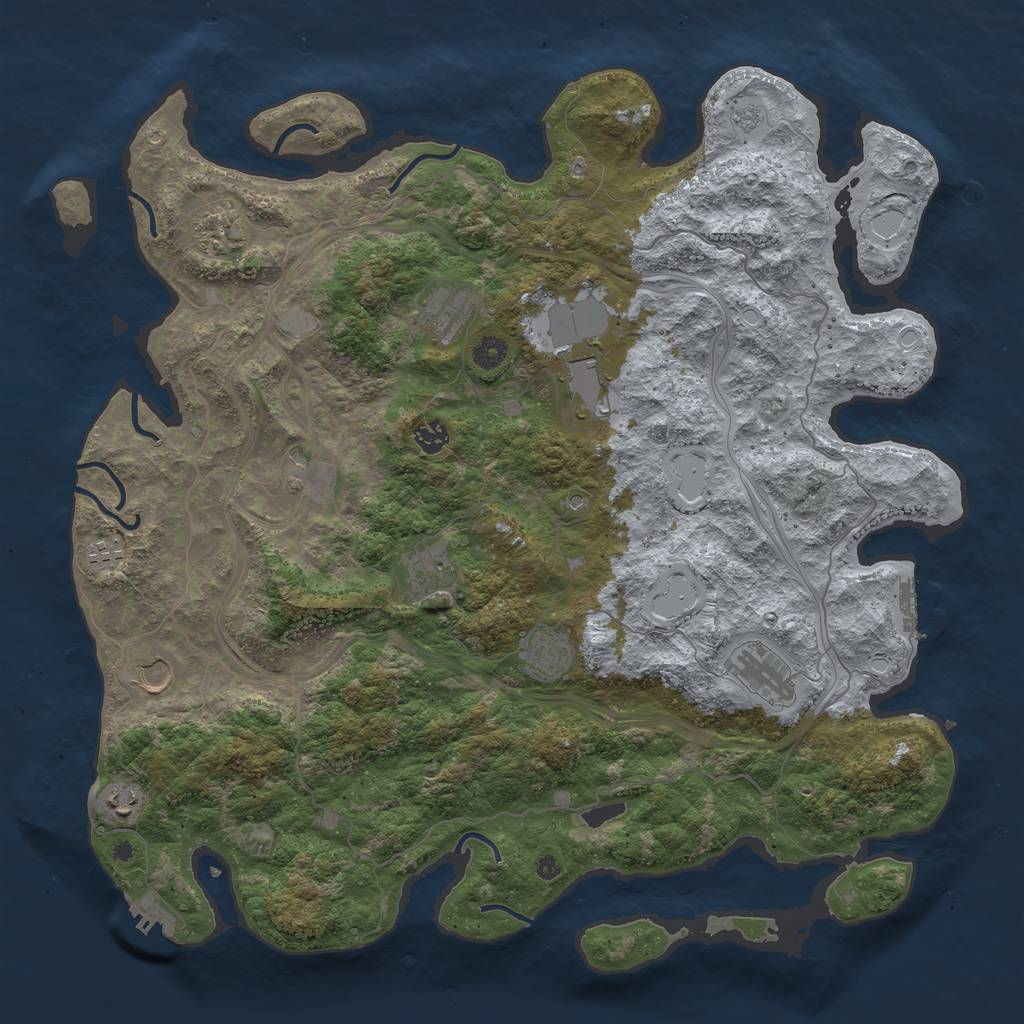 Rust Map: Procedural Map, Size: 4500, Seed: 129754588, 18 Monuments