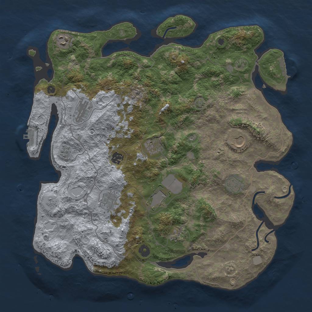 Rust Map: Procedural Map, Size: 4050, Seed: 1772398011, 18 Monuments