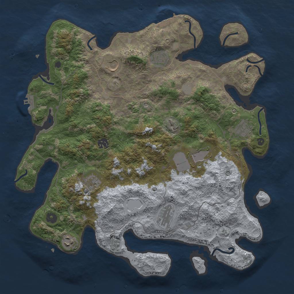 Rust Map: Procedural Map, Size: 4000, Seed: 4440, 16 Monuments