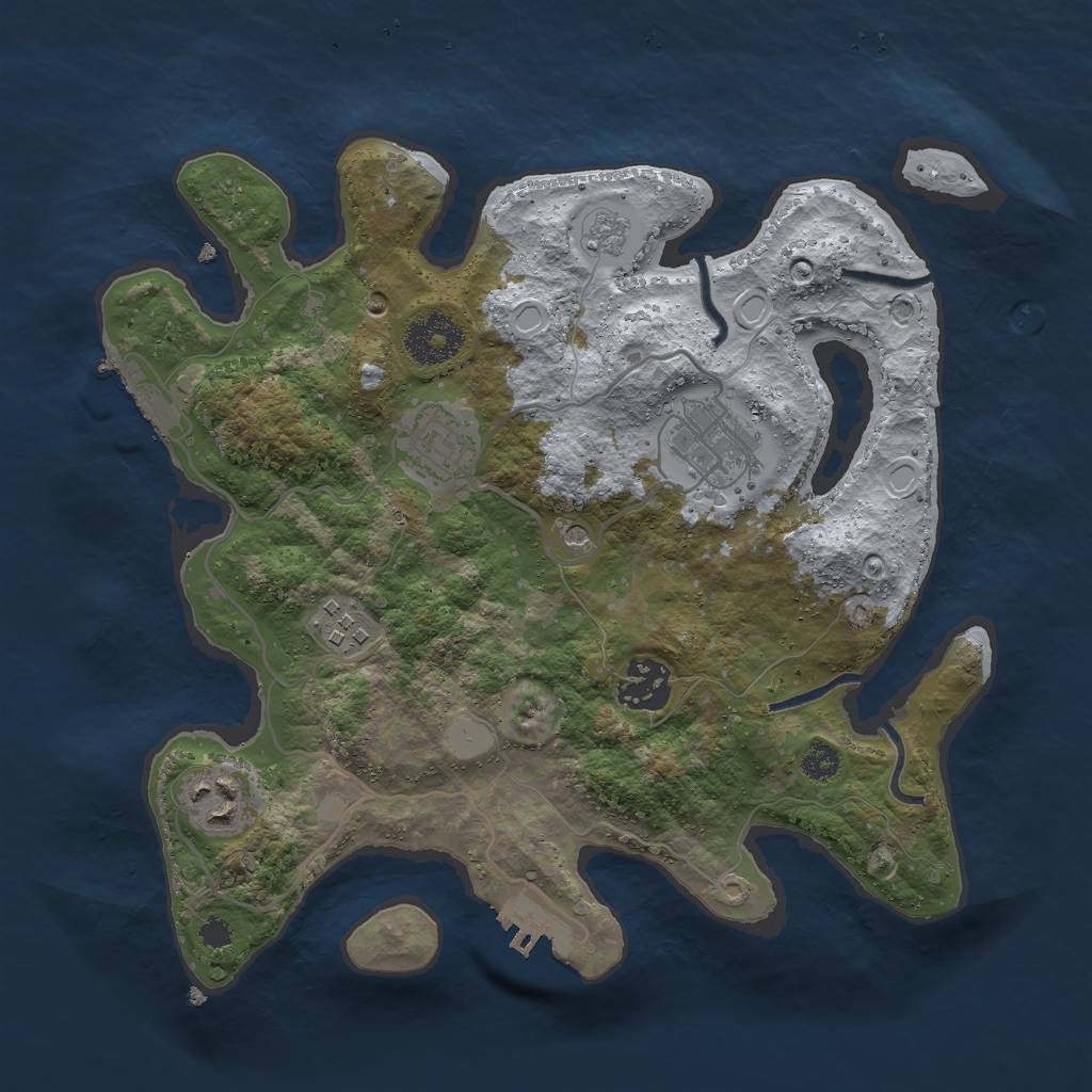 Rust Map: Procedural Map, Size: 3000, Seed: 48732, 12 Monuments