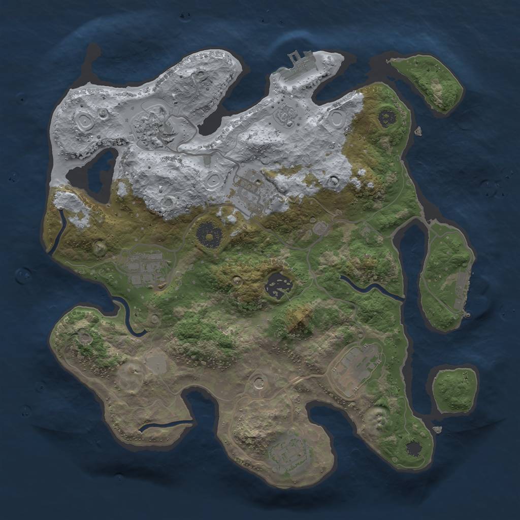 Rust Map: Procedural Map, Size: 3000, Seed: 287466139, 13 Monuments