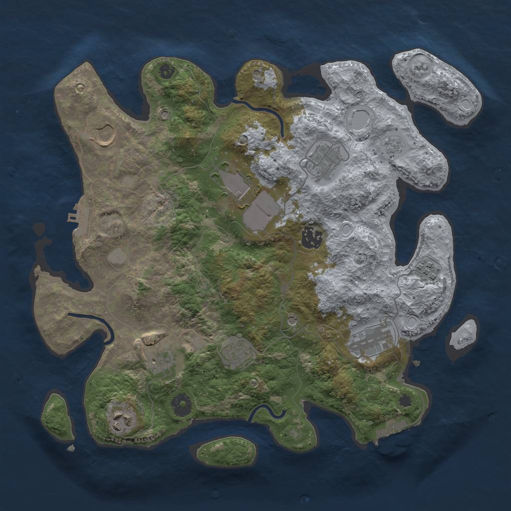 Rust Map: Procedural Map, Size: 3500, Seed: 2043652239, 16 Monuments
