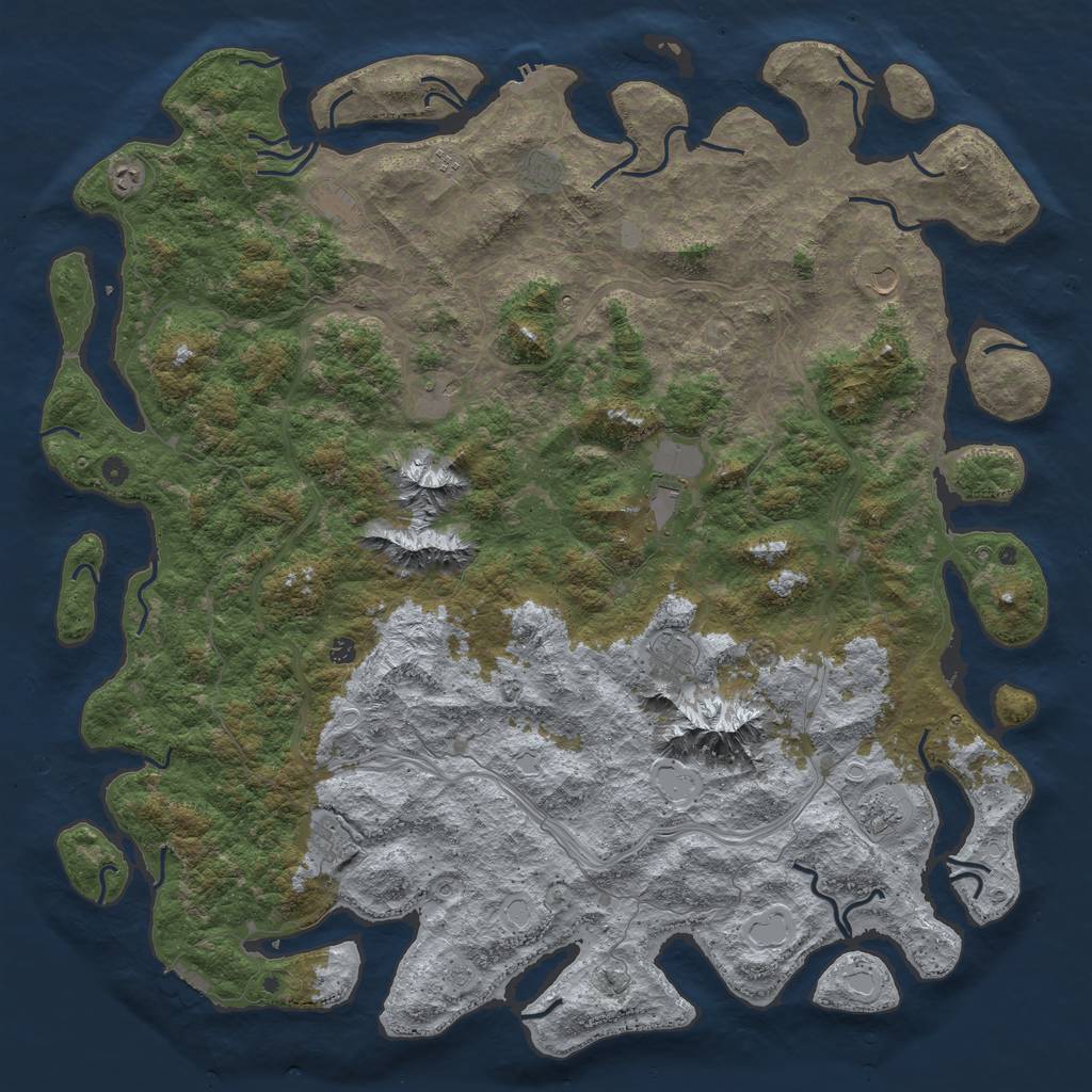 Rust Map: Procedural Map, Size: 6000, Seed: 927278633, 18 Monuments