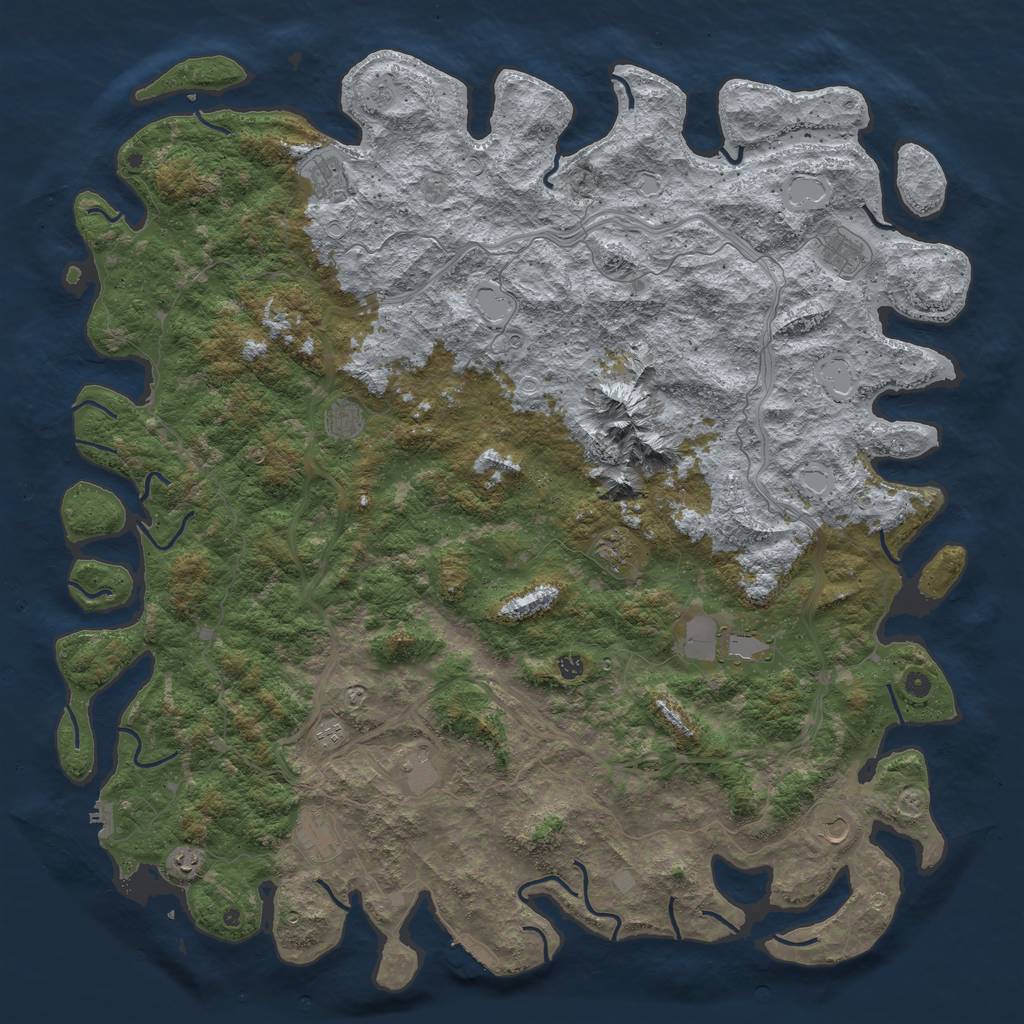 Rust Map: Procedural Map, Size: 6000, Seed: 6454720, 18 Monuments