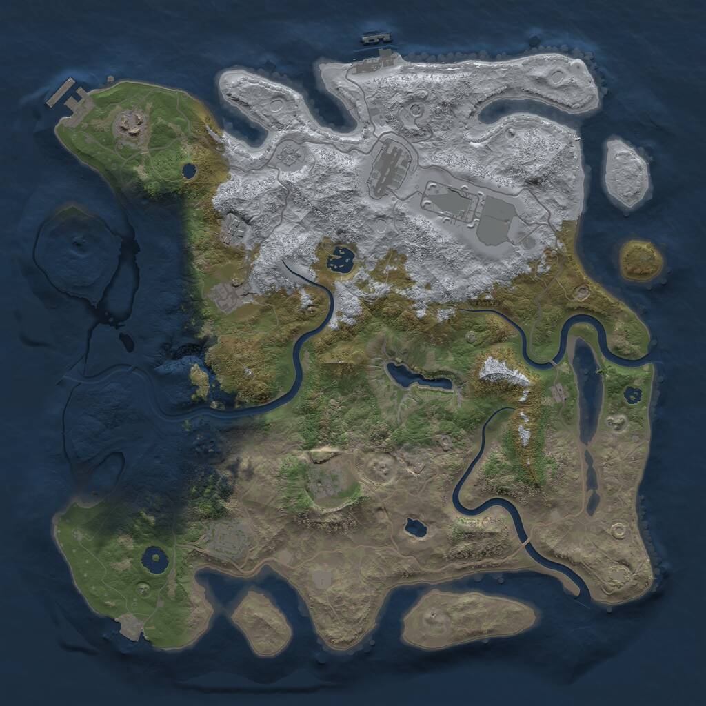 Rust Map: Procedural Map, Size: 4000, Seed: 258122470, 14 Monuments