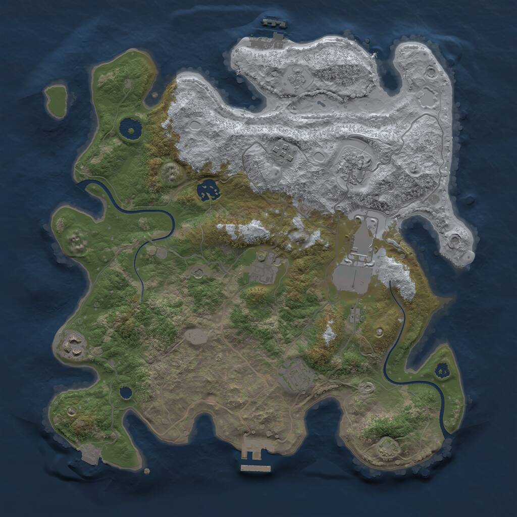 Rust Map: Procedural Map, Size: 3500, Seed: 708881044, 13 Monuments