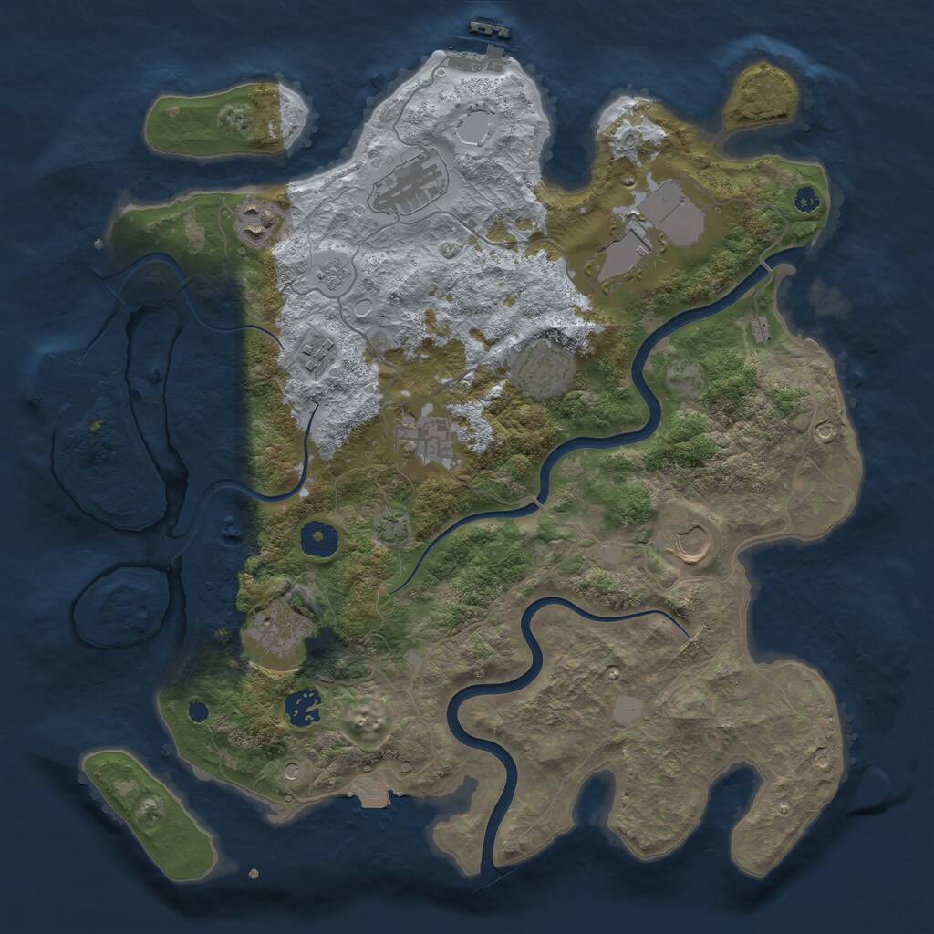 Rust Map: Procedural Map, Size: 3750, Seed: 1980751037, 15 Monuments