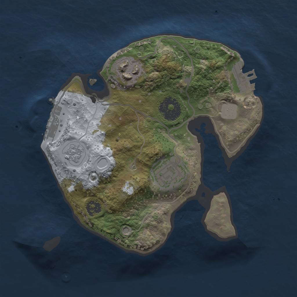 Rust Map: Procedural Map, Size: 2000, Seed: 76123, 8 Monuments