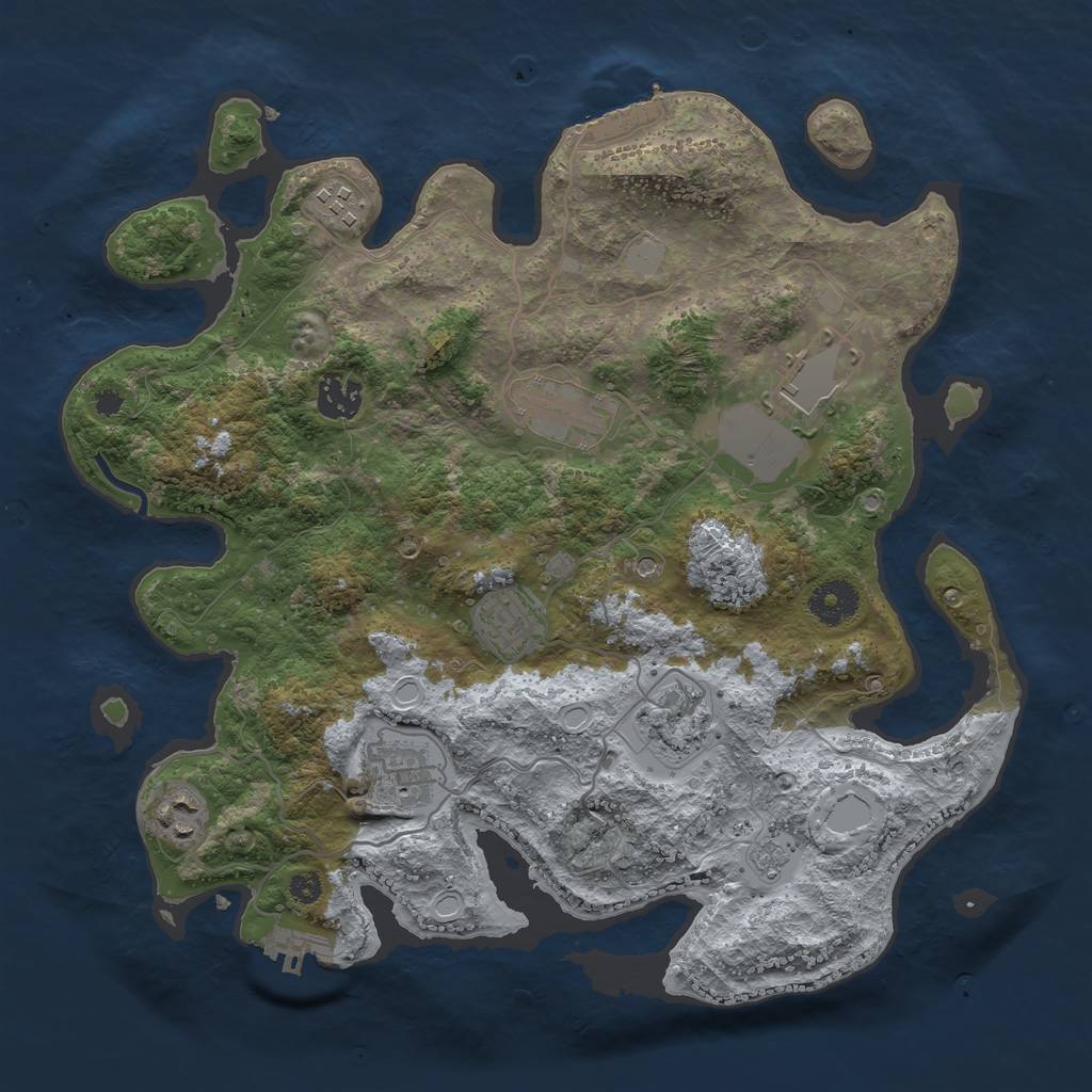 Rust Map: Procedural Map, Size: 3500, Seed: 1826474081, 15 Monuments