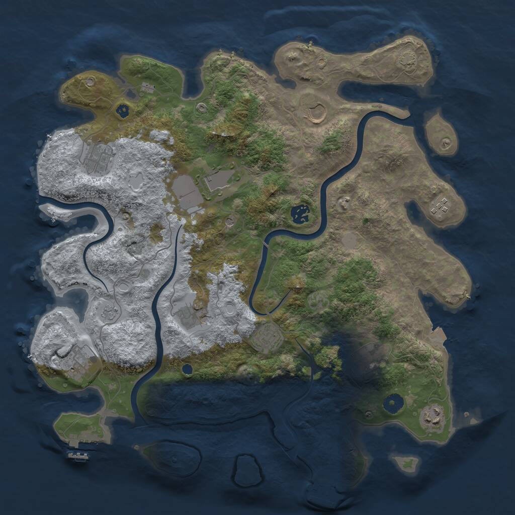 Rust Map: Procedural Map, Size: 3950, Seed: 708498945, 16 Monuments