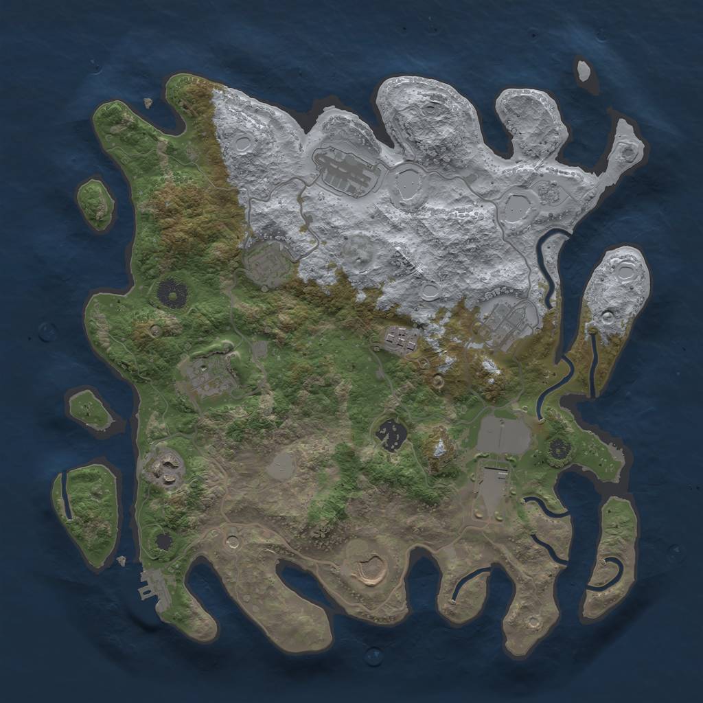 Rust Map: Procedural Map, Size: 3500, Seed: 538558793, 15 Monuments