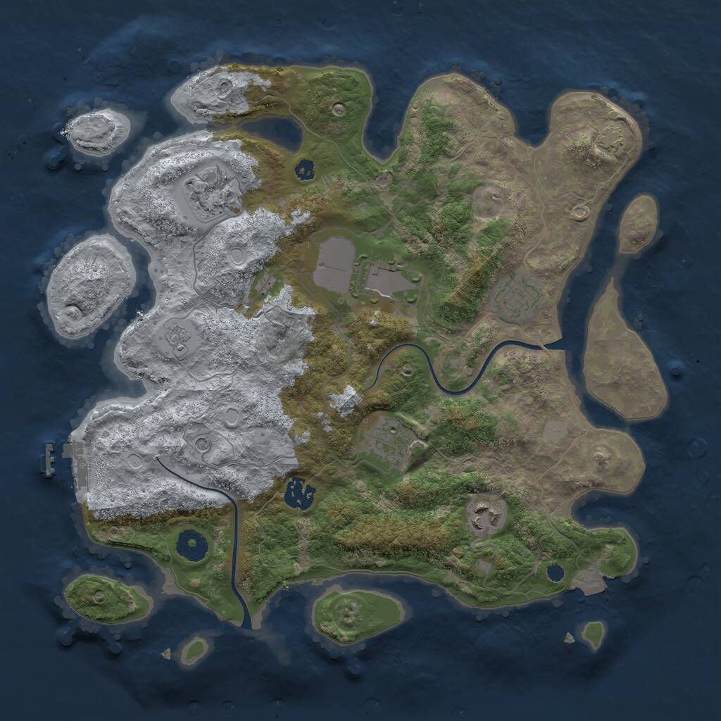 Rust Map: Procedural Map, Size: 3500, Seed: 1031727608, 11 Monuments