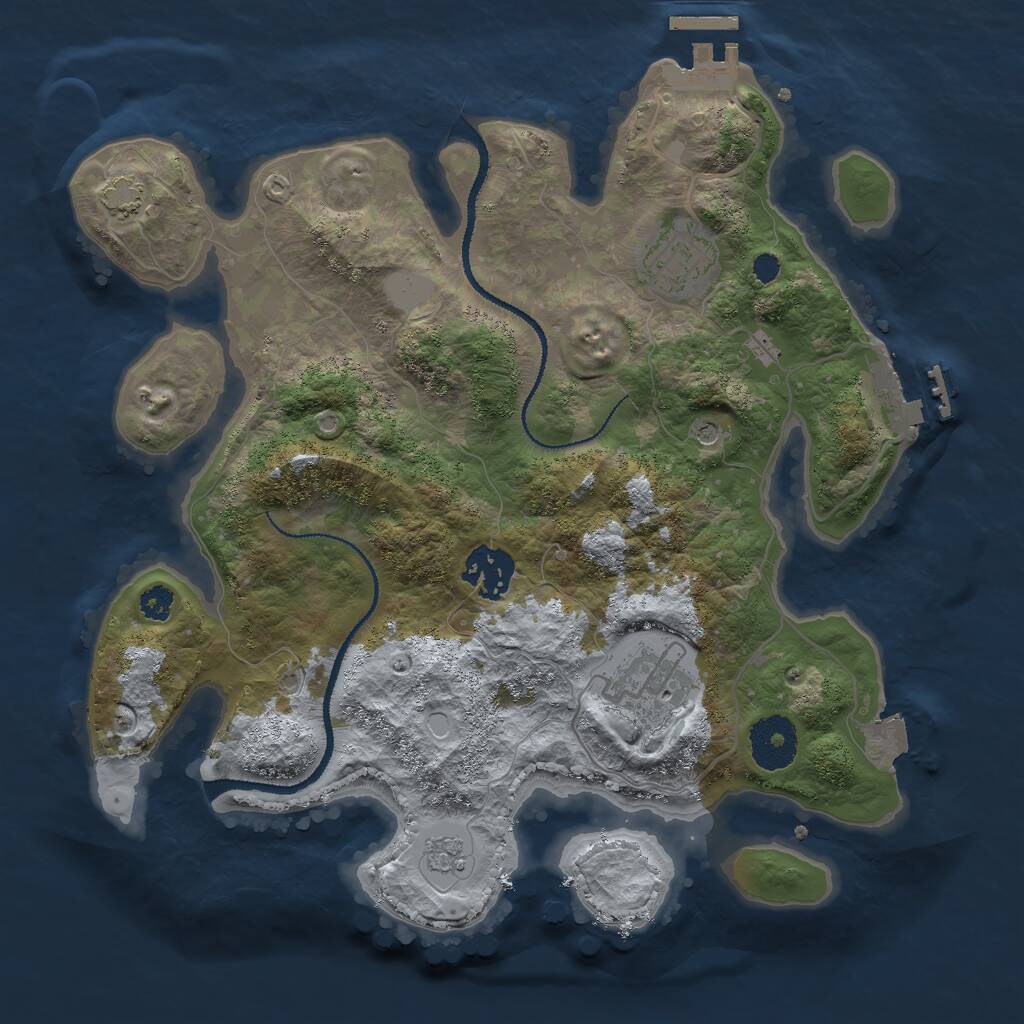 Rust Map: Procedural Map, Size: 3000, Seed: 841307988, 9 Monuments