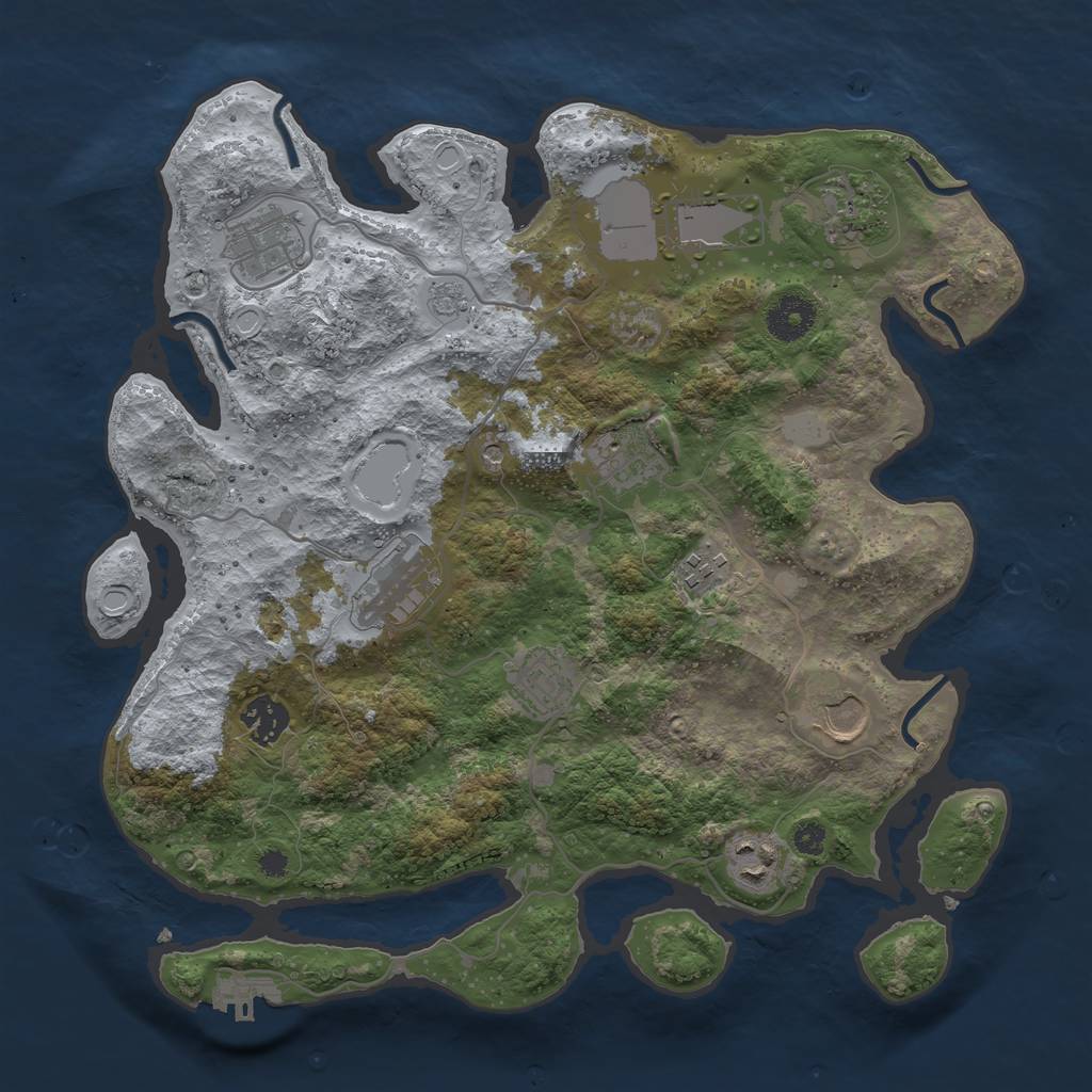 Rust Map: Procedural Map, Size: 3500, Seed: 275557625, 16 Monuments