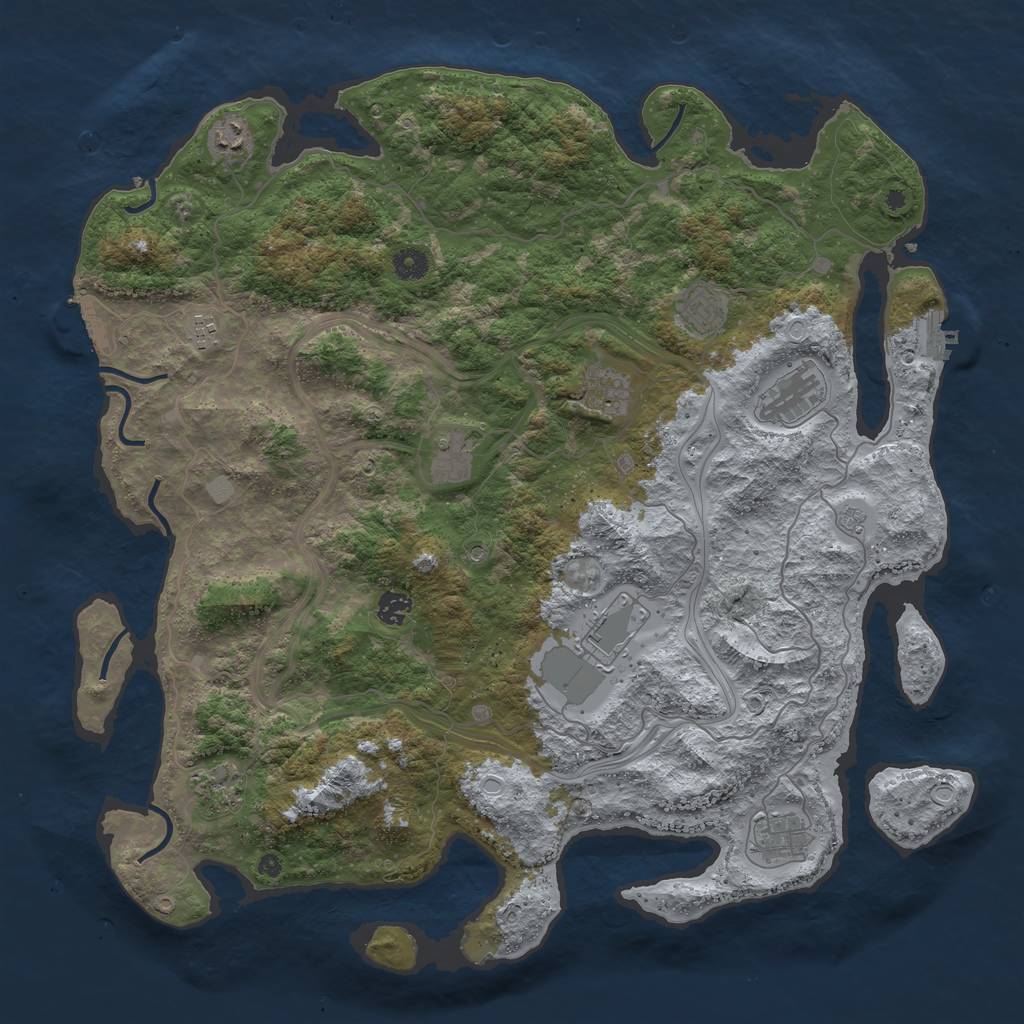 Rust Map: Procedural Map, Size: 4500, Seed: 420073713, 17 Monuments