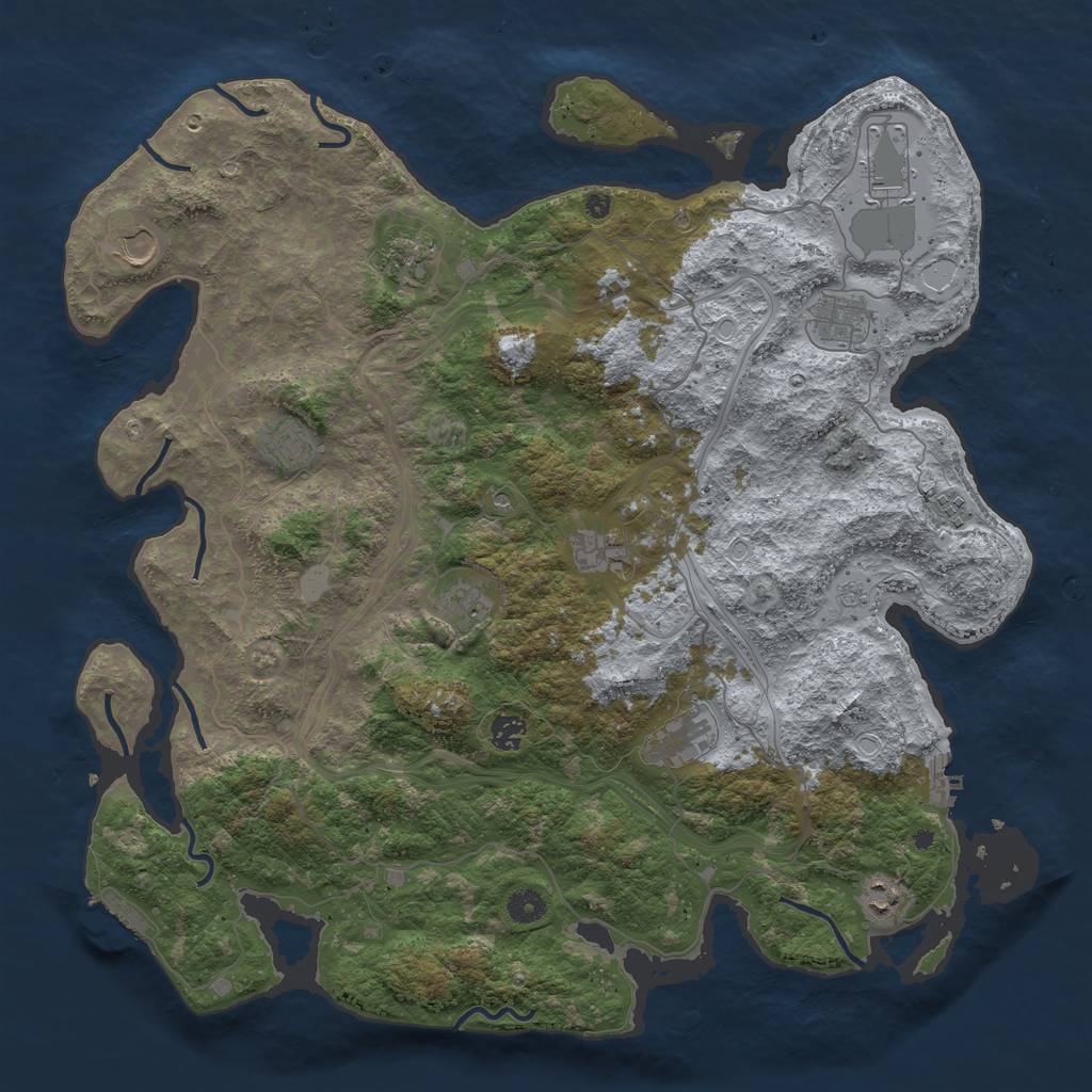 Rust Map: Procedural Map, Size: 4500, Seed: 95954542, 18 Monuments