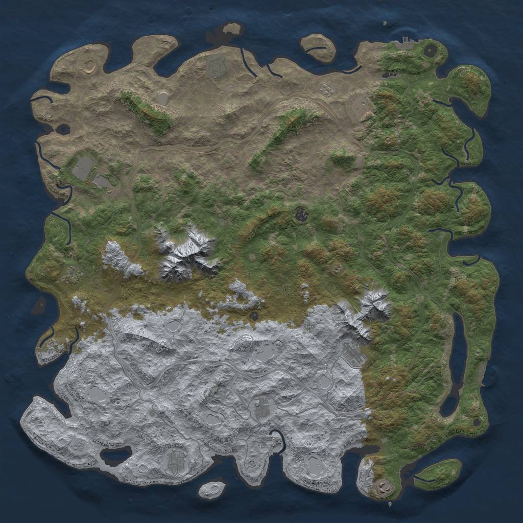 Rust Map: Procedural Map, Size: 6000, Seed: 1063477514, 18 Monuments