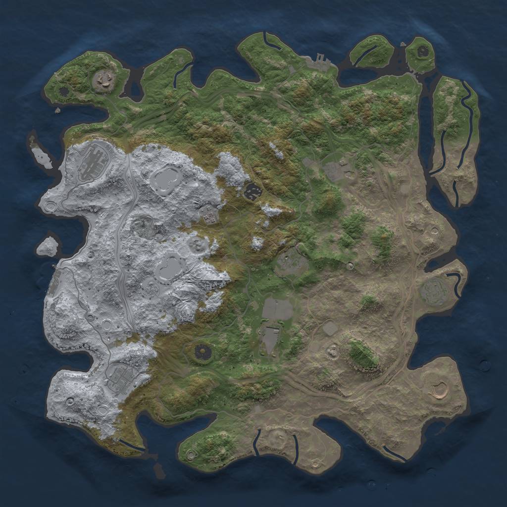Rust Map: Procedural Map, Size: 4500, Seed: 57837345, 17 Monuments