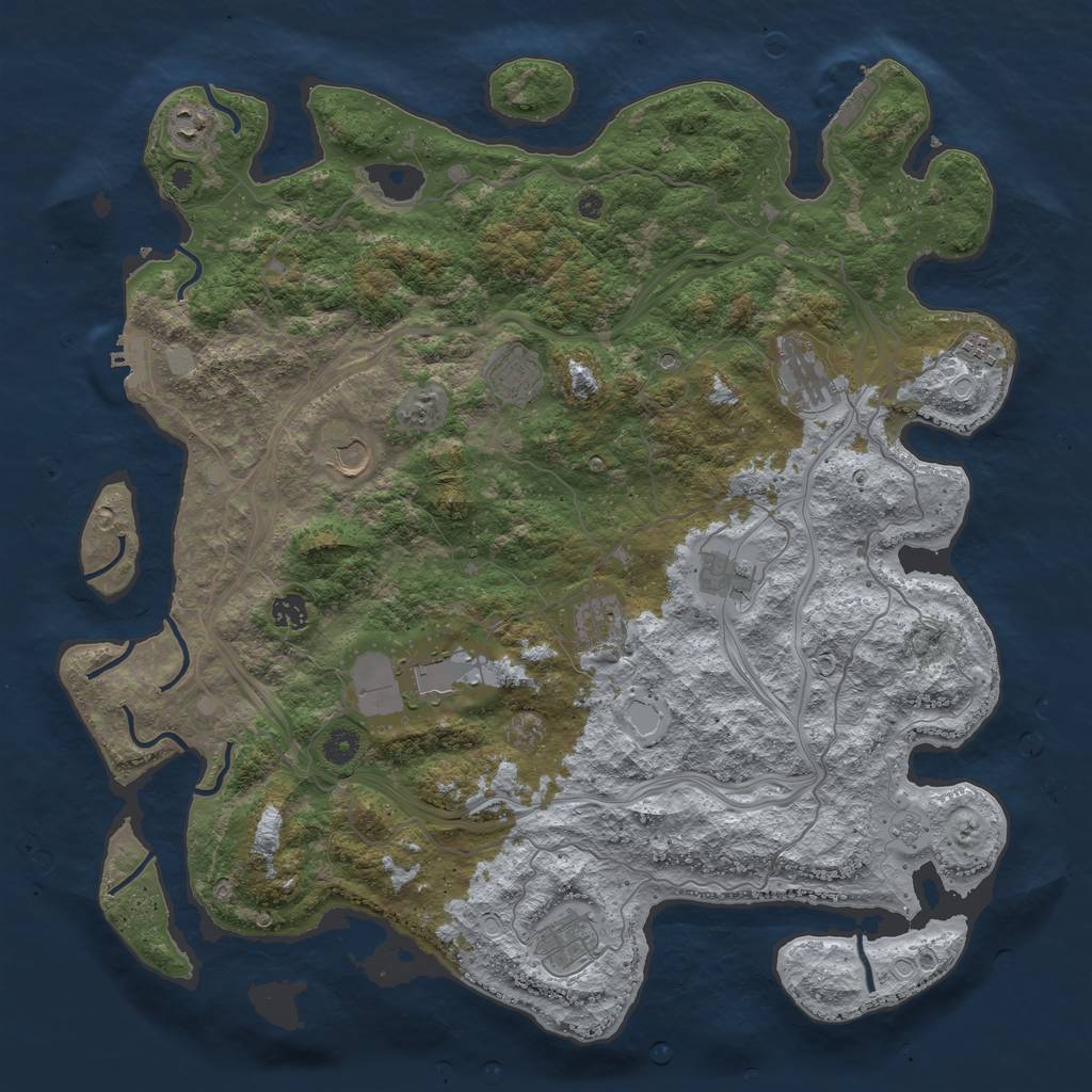 Rust Map: Procedural Map, Size: 4500, Seed: 86360465, 17 Monuments