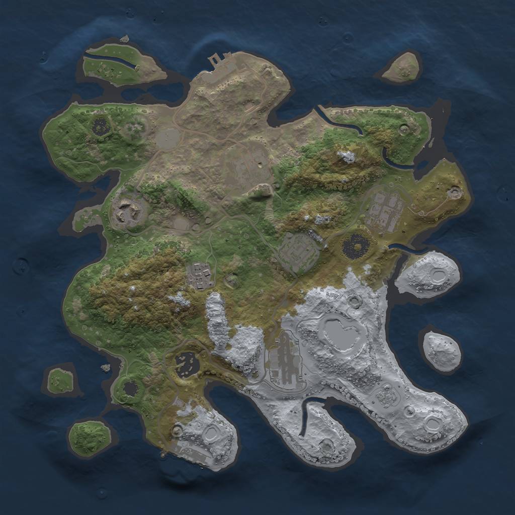 Rust Map: Procedural Map, Size: 3000, Seed: 8451326, 13 Monuments