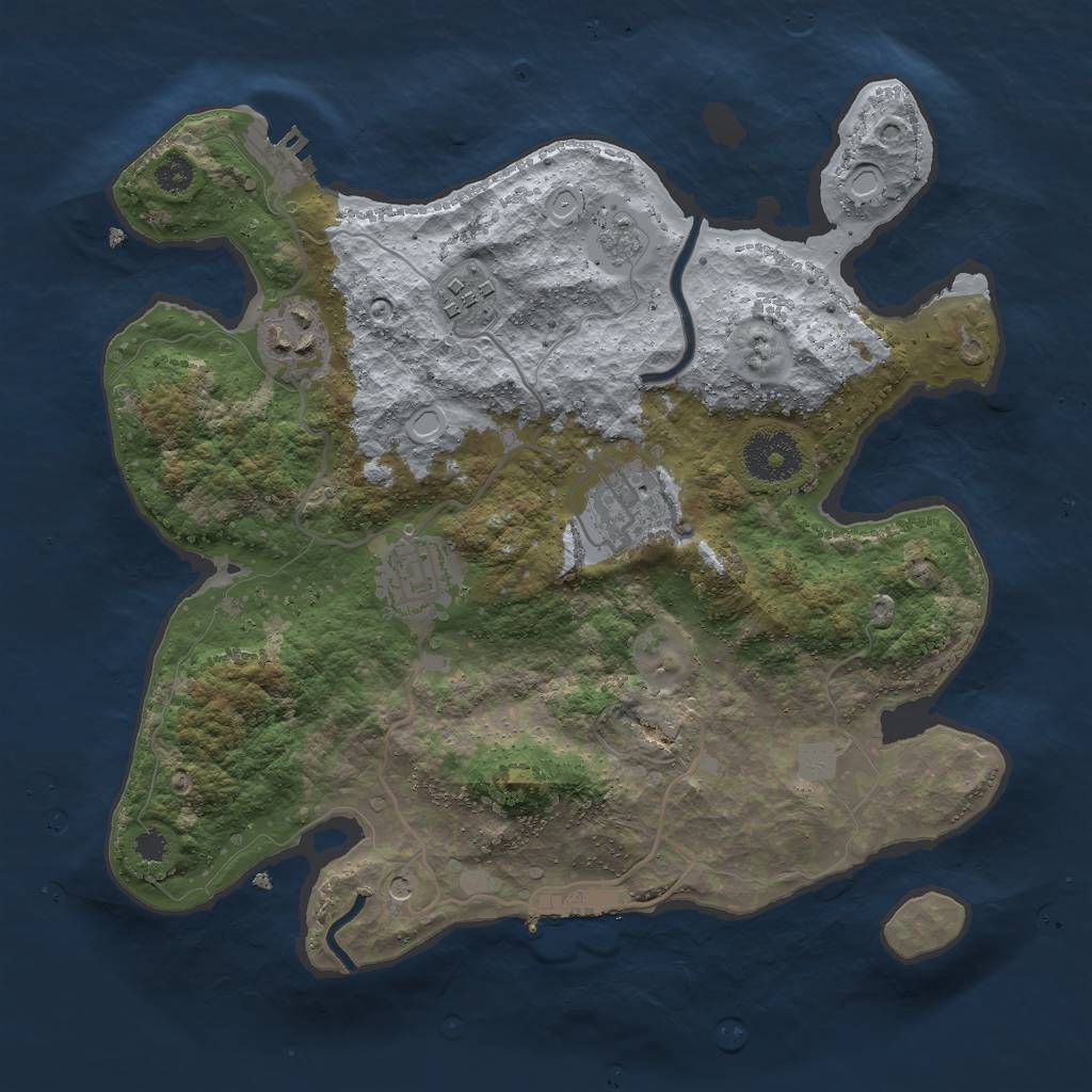 Rust Map: Procedural Map, Size: 3000, Seed: 635593621, 11 Monuments