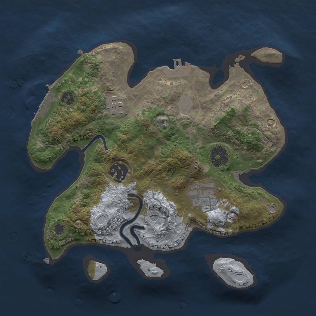 Rust Map: Procedural Map, Size: 2500, Seed: 654168135, 9 Monuments