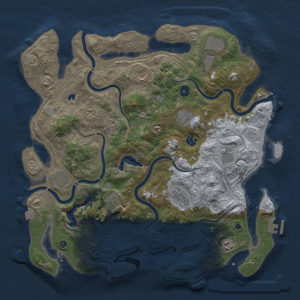 Rust Map: Procedural Map, Size: 4250, Seed: 1108432814, 17 Monuments