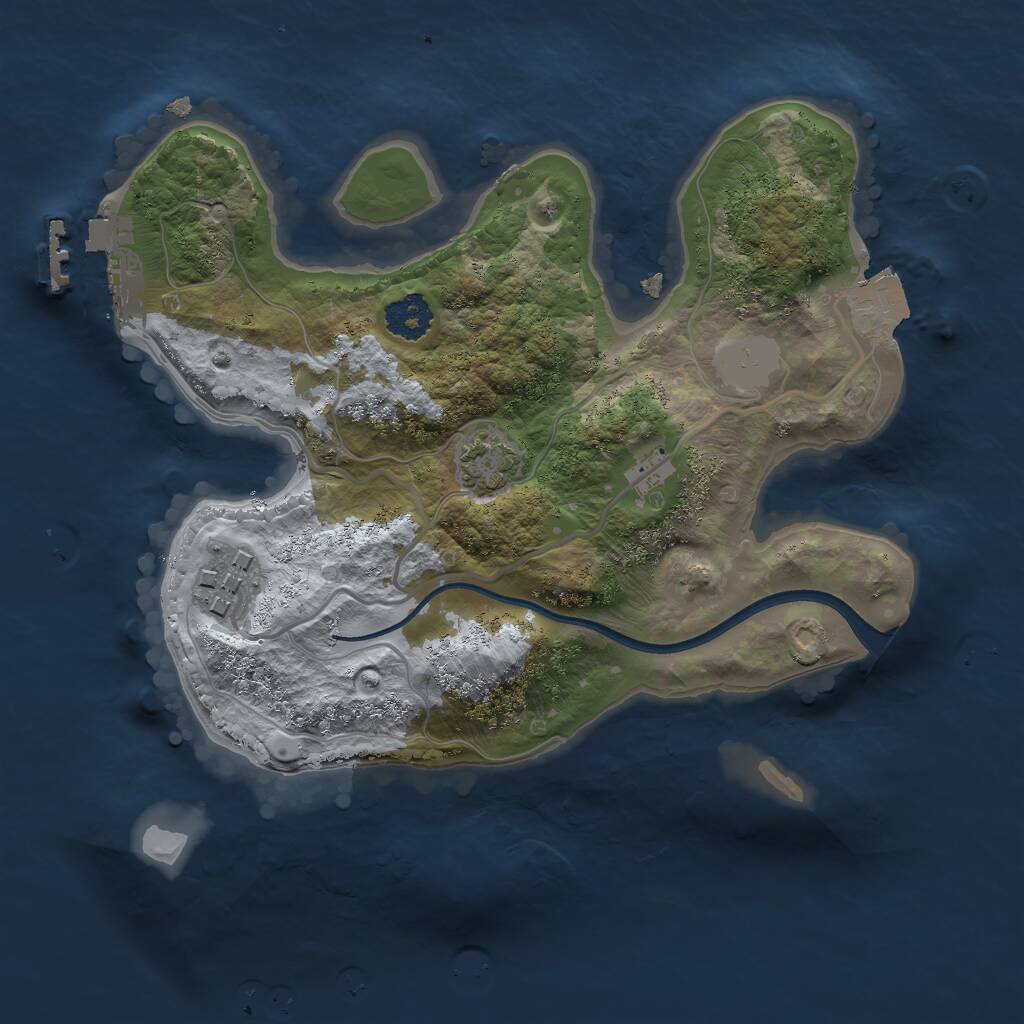 Rust Map: Procedural Map, Size: 2220, Seed: 999933028, 4 Monuments