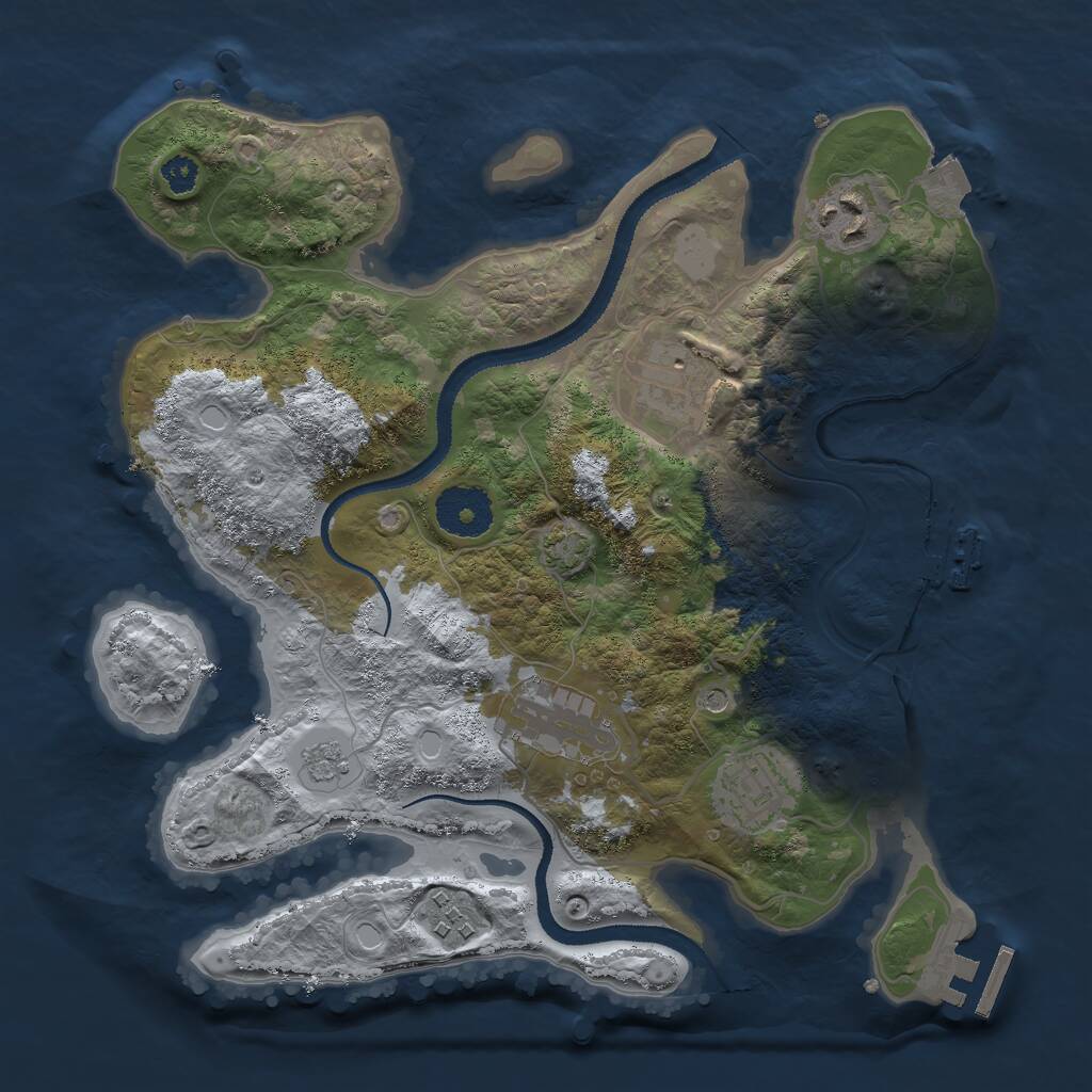 Rust Map: Procedural Map, Size: 3000, Seed: 1224614267, 11 Monuments