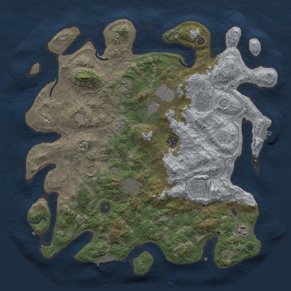 Rust Map: Procedural Map, Size: 4000, Seed: 355342, 16 Monuments