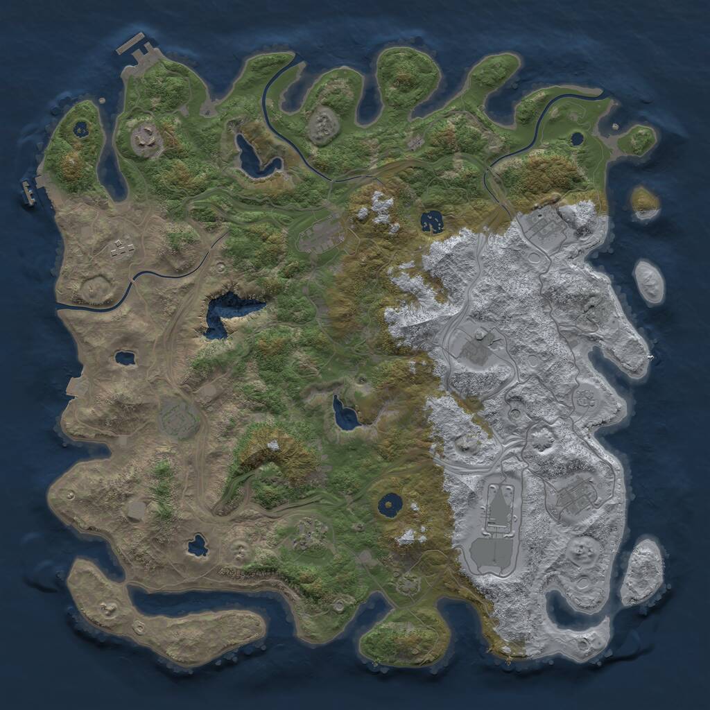 Rust Map: Procedural Map, Size: 4500, Seed: 24151182, 16 Monuments