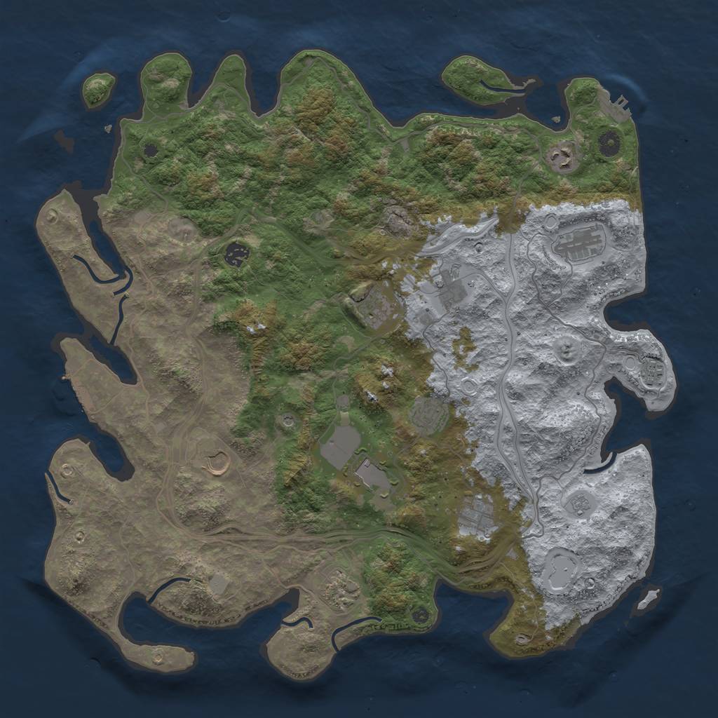 Rust Map: Procedural Map, Size: 4500, Seed: 26881204, 18 Monuments