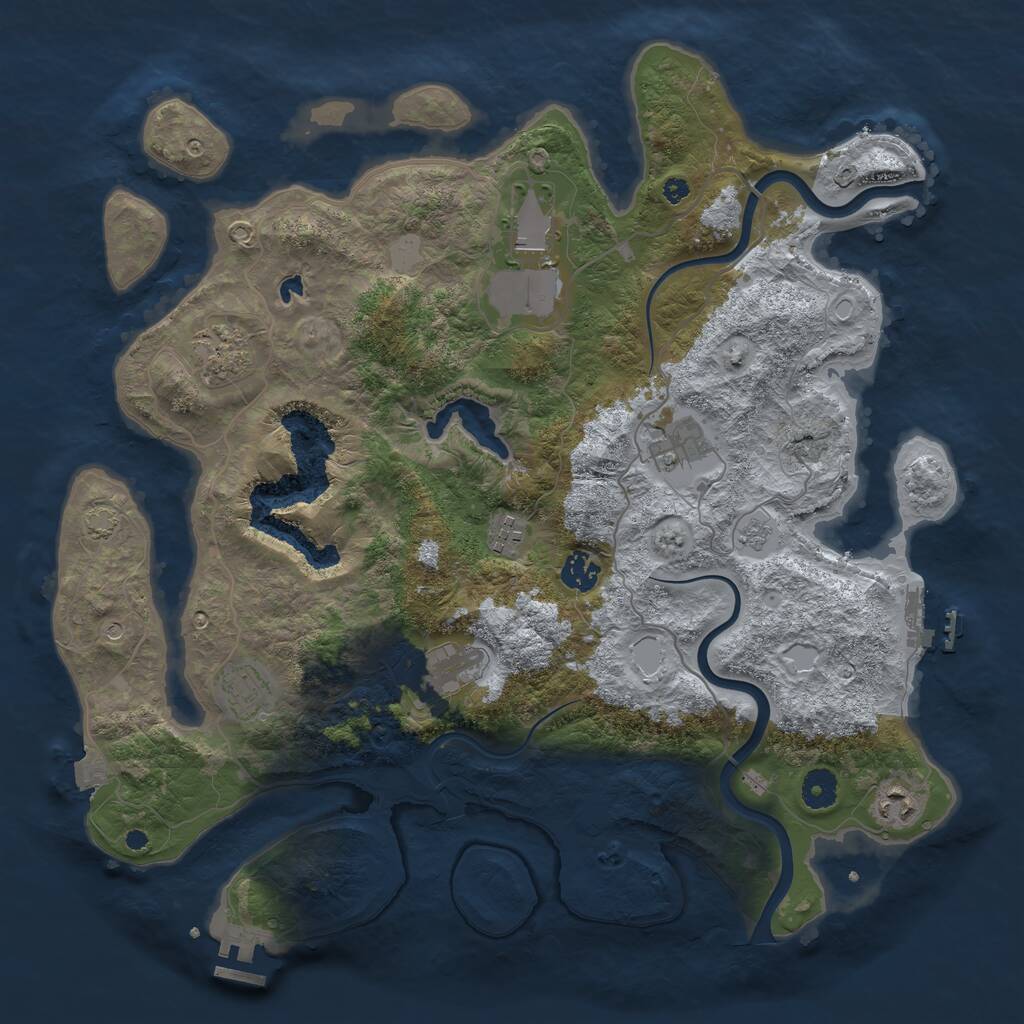 Rust Map: Procedural Map, Size: 4000, Seed: 4444444, 14 Monuments