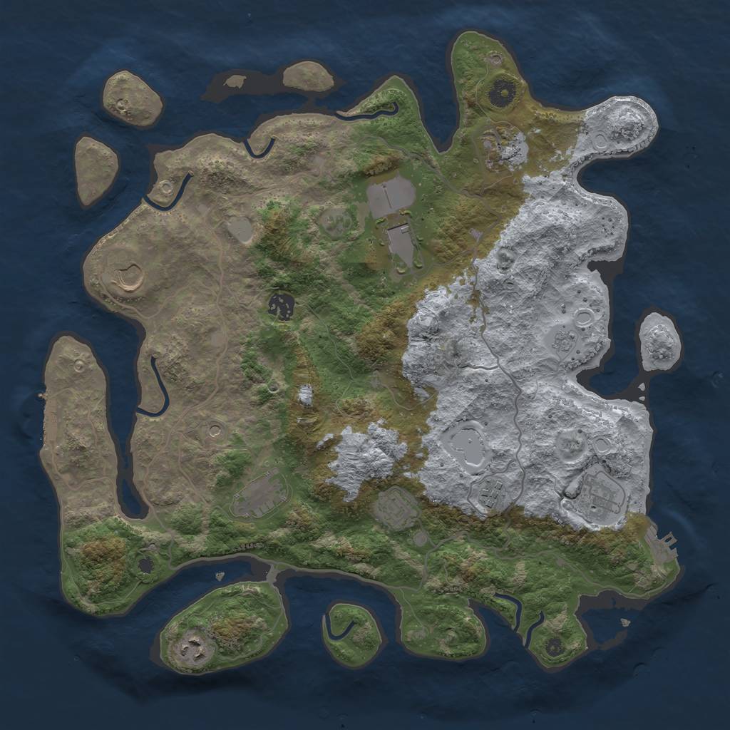 Rust Map: Procedural Map, Size: 4000, Seed: 4444444, 16 Monuments