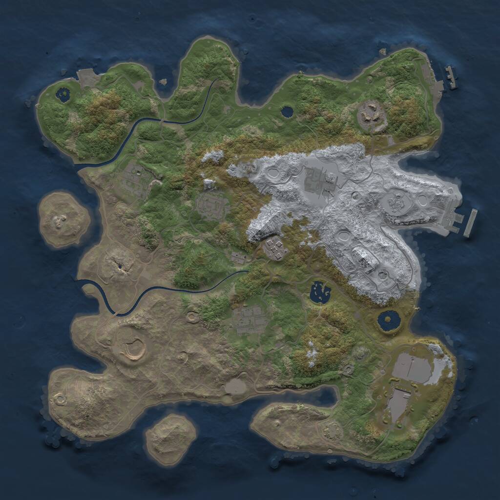 Rust Map: Procedural Map, Size: 3500, Seed: 1556921228, 15 Monuments