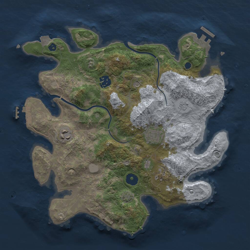 Rust Map: Procedural Map, Size: 3150, Seed: 1968756081, 10 Monuments