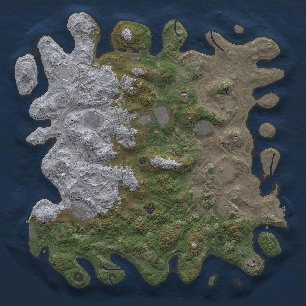 Rust Map: Procedural Map, Size: 4500, Seed: 493938120, 16 Monuments