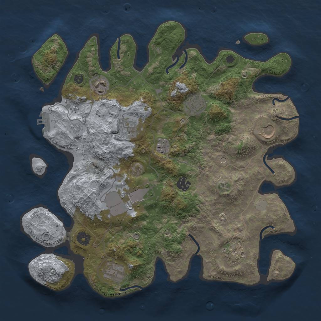 Rust Map: Procedural Map, Size: 3510, Seed: 12345, 15 Monuments