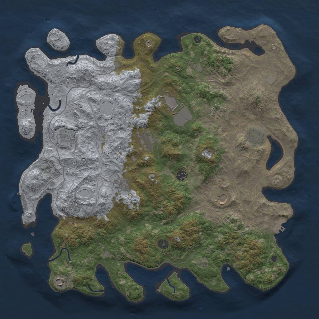 Rust Map: Procedural Map, Size: 4500, Seed: 1660904707, 17 Monuments