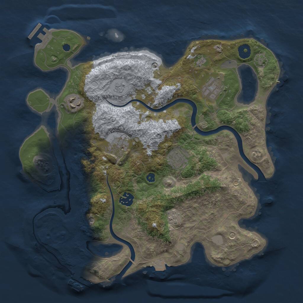 Rust Map: Procedural Map, Size: 3300, Seed: 30370929, 12 Monuments