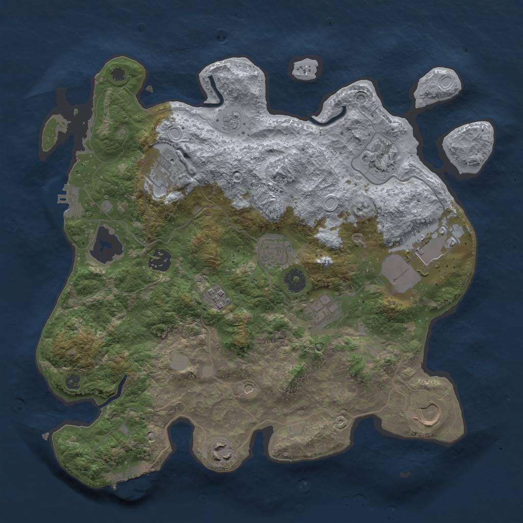 Rust Map: Procedural Map, Size: 3500, Seed: 415432448, 16 Monuments