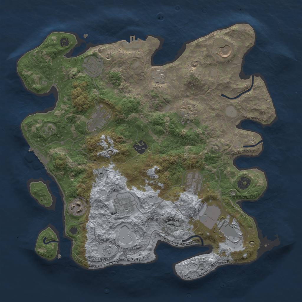 Rust Map: Procedural Map, Size: 3500, Seed: 119591056, 17 Monuments