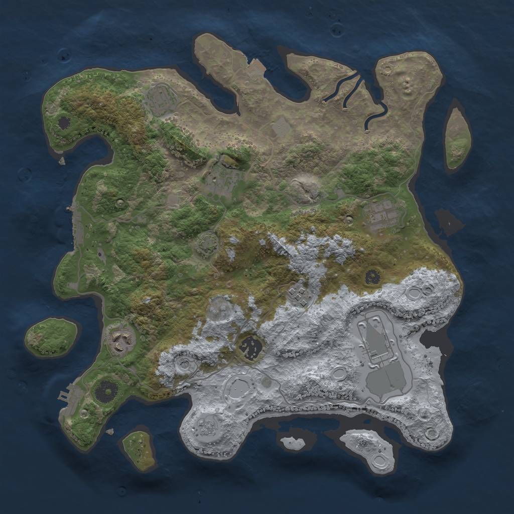 Rust Map: Procedural Map, Size: 3500, Seed: 548416687, 15 Monuments