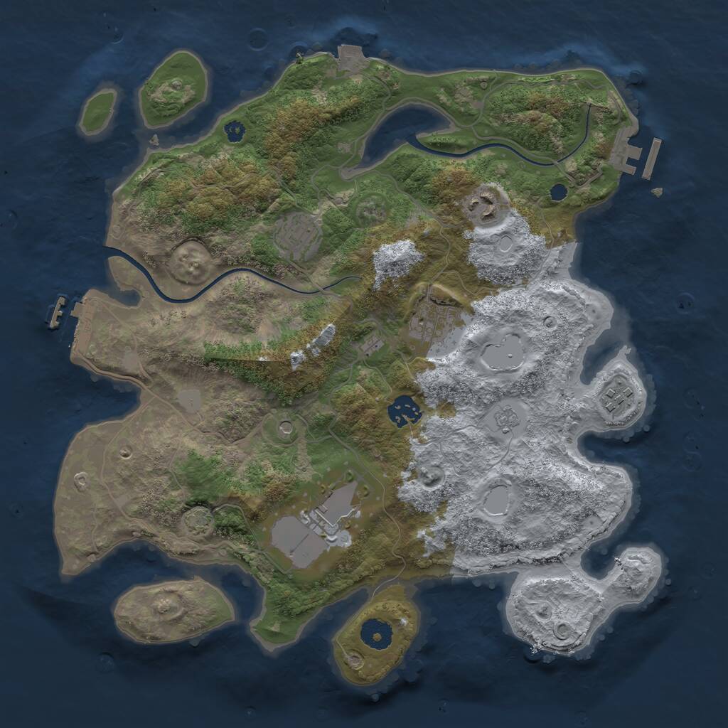 Rust Map: Procedural Map, Size: 3500, Seed: 597913697, 12 Monuments