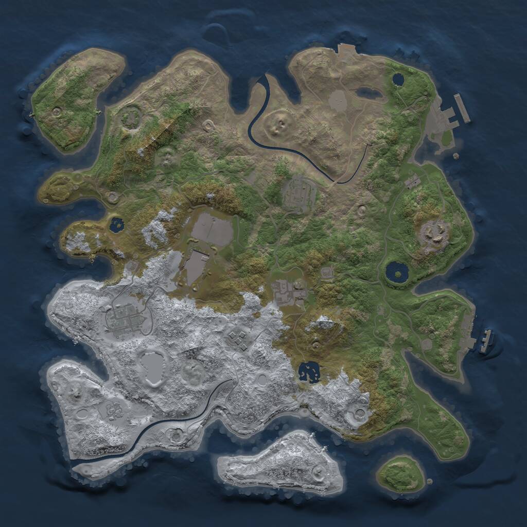 Rust Map: Procedural Map, Size: 3500, Seed: 1710062285, 13 Monuments