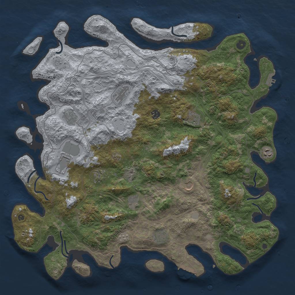 Rust Map: Procedural Map, Size: 4800, Seed: 2033936283, 18 Monuments
