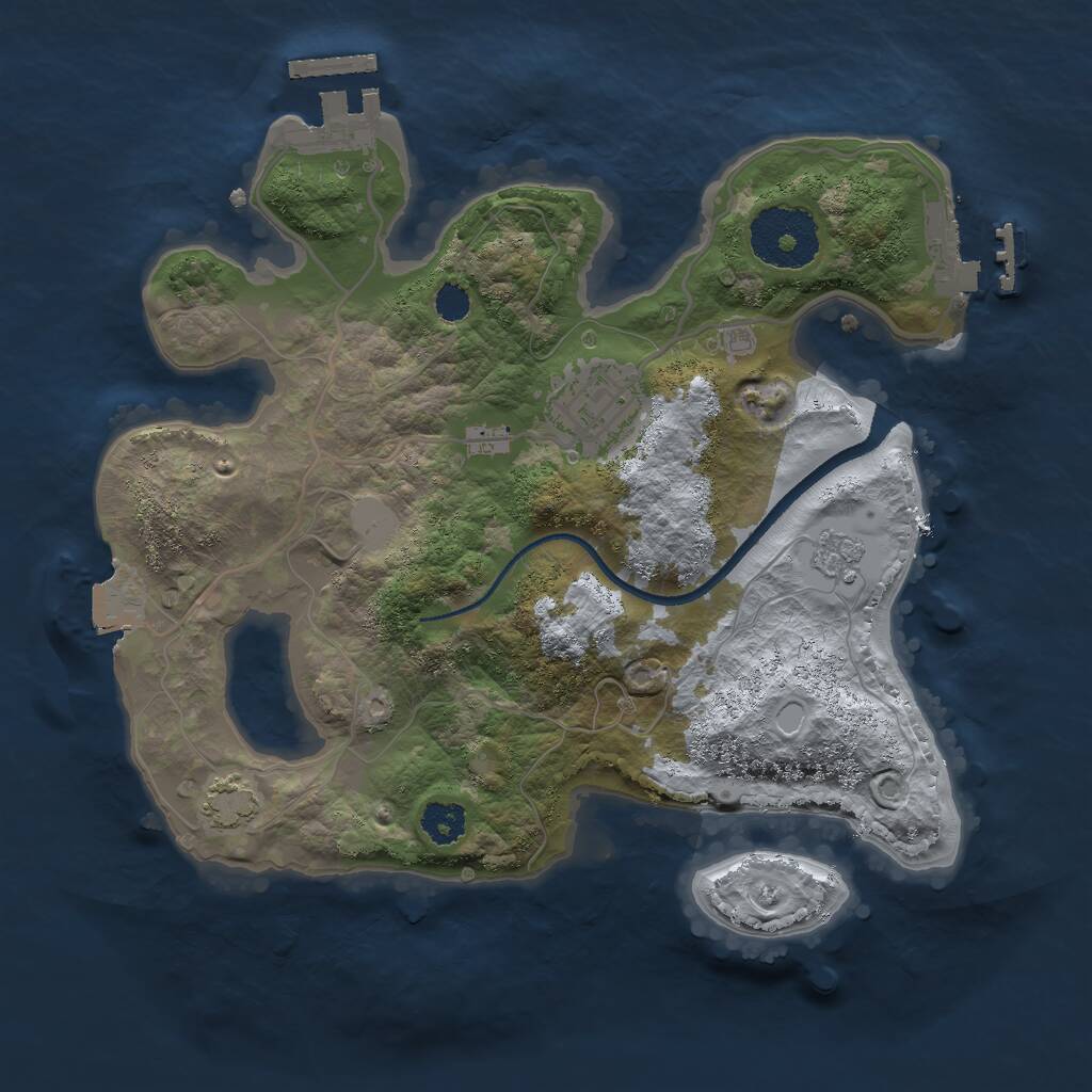 Rust Map: Procedural Map, Size: 2500, Seed: 1094941131, 6 Monuments