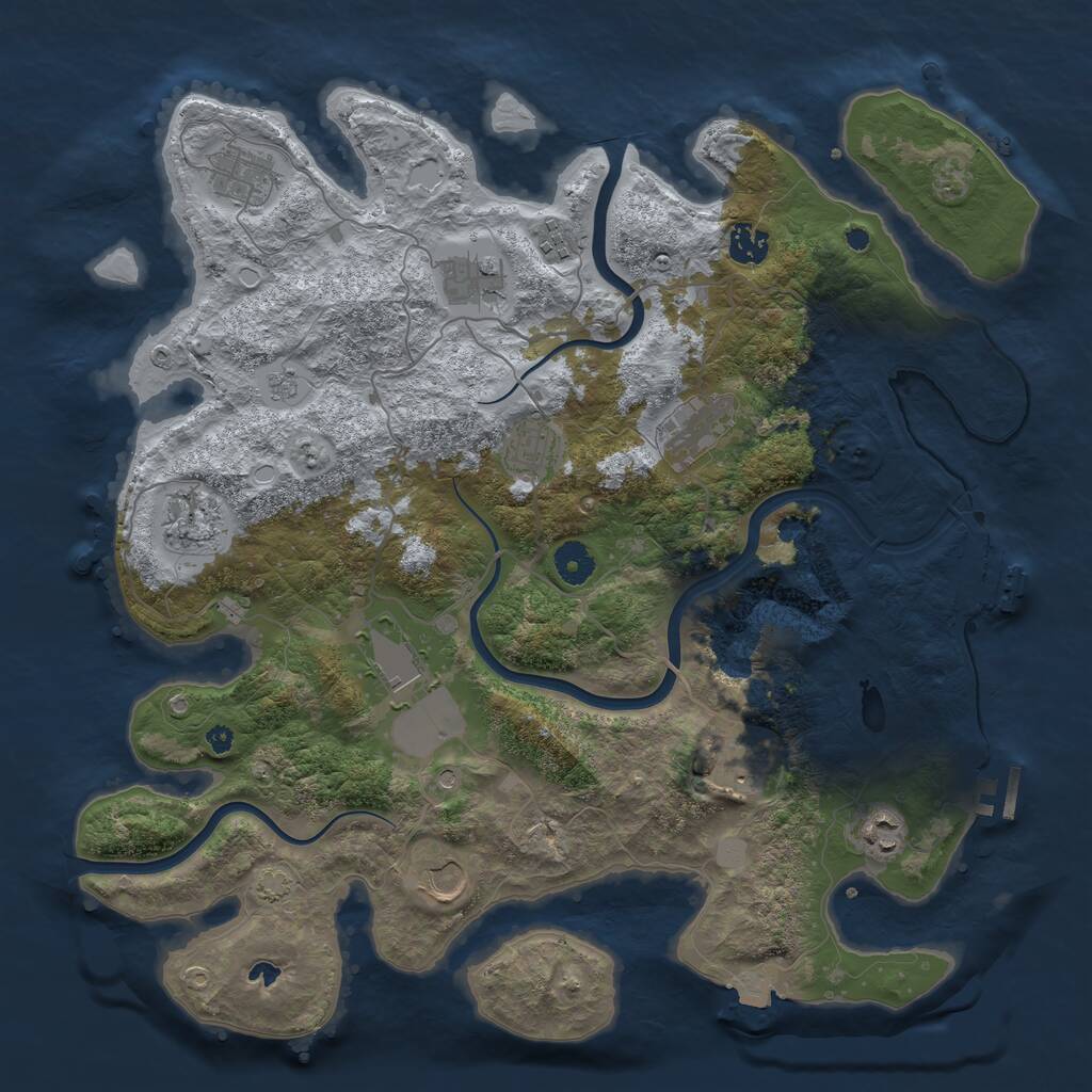 Rust Map: Procedural Map, Size: 4000, Seed: 1094490957, 17 Monuments